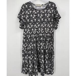 Tiffany & Grey Womens Black & White Stretchy Floral Dress NEW XL